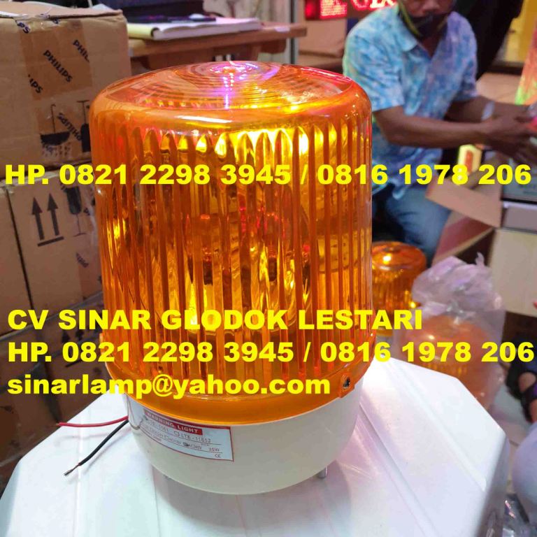 Lampu Warning Light Rotary Lamp 6 inch 35W 220V Kuning